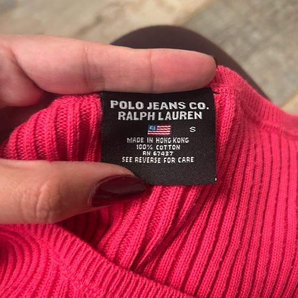 Polo by Ralph Lauren Pink Ribbed Button Crop Top - Picture 7 of 8